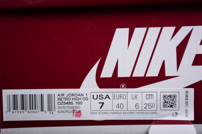 air jordan 1 high og team red dz5485-160
