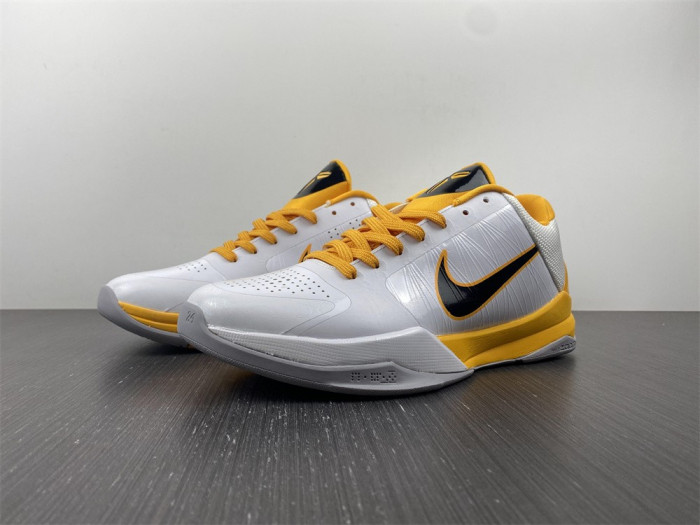 nike zoom kobe 5 white black yellow 386430-104