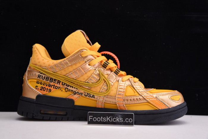 ofw x nike air rubber dunk “university gold cu6015-700