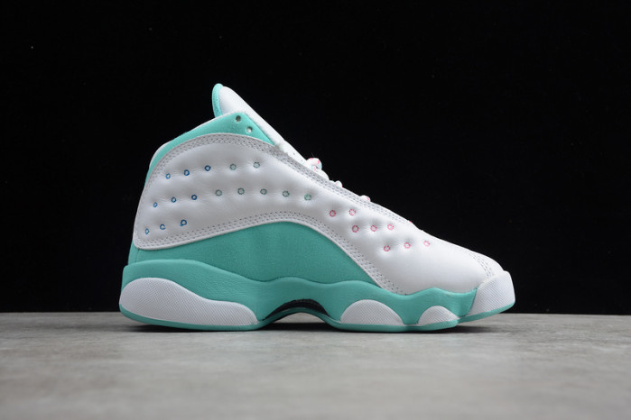 air jordan 13 retro white soar green pink (gs) 439358-100