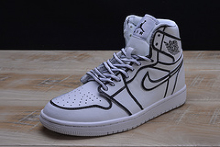 nike air jordan 1 retro “comic 3d pencil” white hand-painted mens aa4724-110