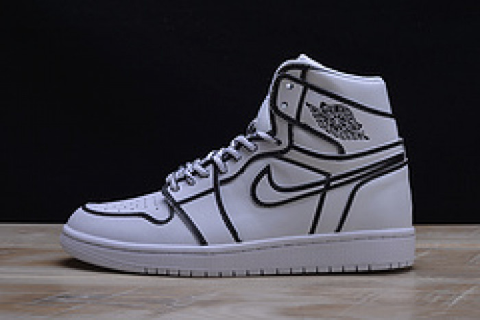 nike air jordan 1 retro “comic 3d pencil” white hand-painted mens aa4724-110